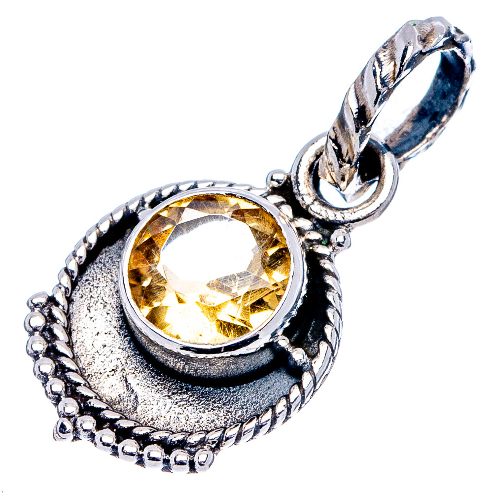 Citrine Dainty Pendant 7/8" (.925 Sterling Silver)