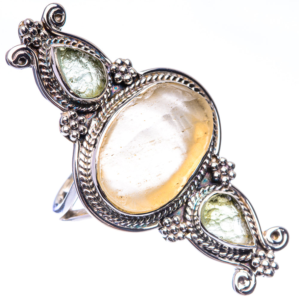 Signature Raw Libyan Desert Glass, Moldavite Ring Size 8 (925 Sterling Silver) R141720