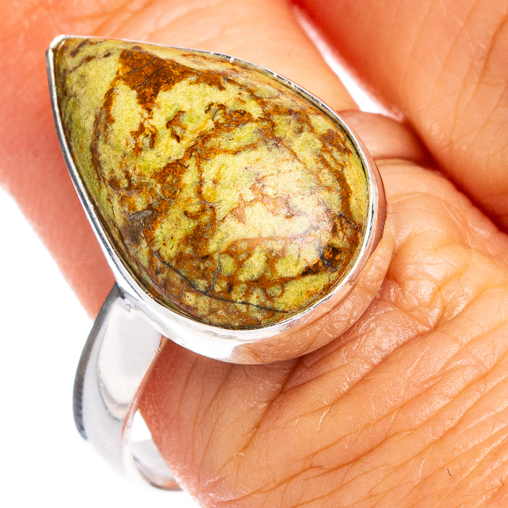 Rare Gaspeite Ring Size 8.25 (.925 Sterling Silver)