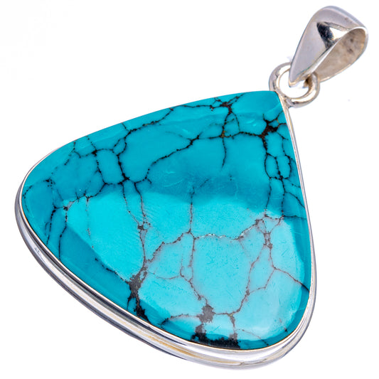 Turquoise teardrop pendant with .925 sterling silver bezel and bail