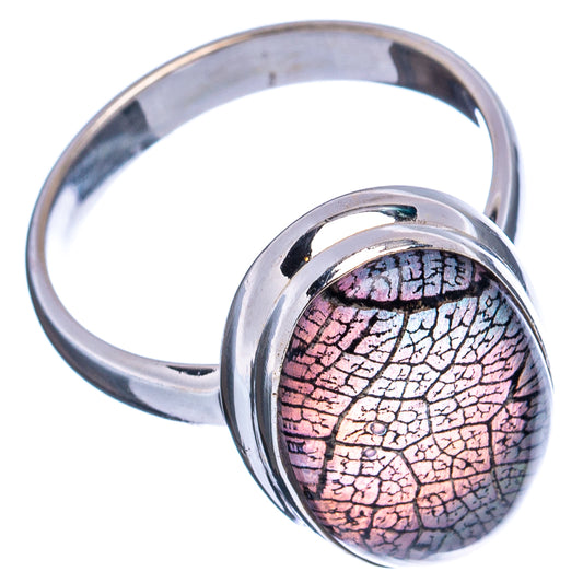 Sterling silver opal ring with oval multicolor gemstone face and polished band, size 8
