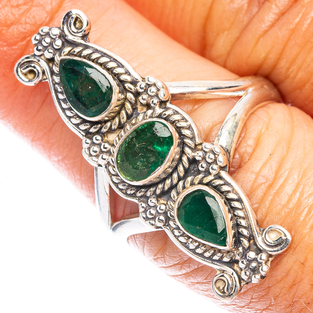 Rare Zambian Emerald Ring Size 7.75 (925 Sterling Silver) R7007