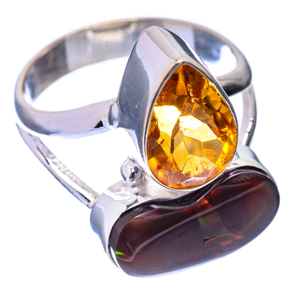 Mexican Fire Agate, Citrine Ring Size 8 (925 Sterling Silver) R141534