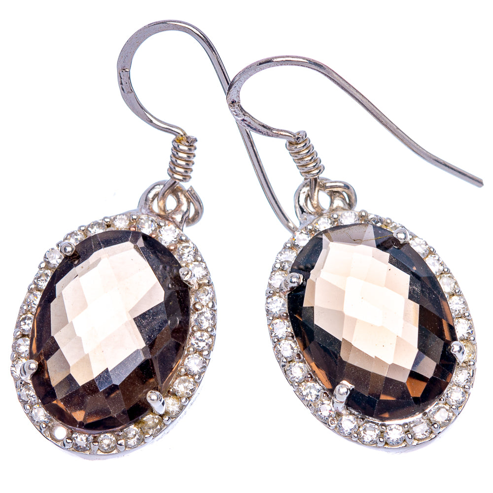 Smoky Quartz Earrings 1 3/8" (925 Sterling Silver) E433392