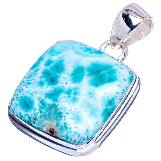 Larimar pendant with oval sky-blue stone in .925 sterling silver bezel and bail