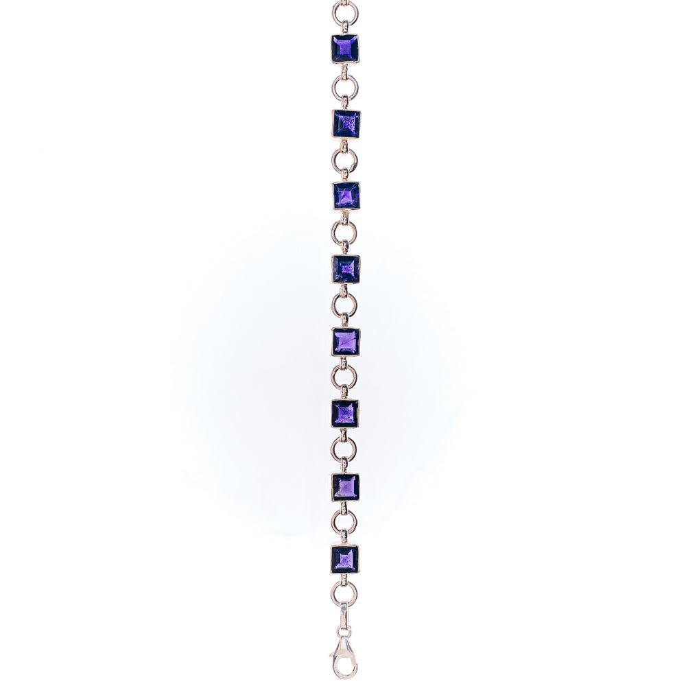 Iolite Bracelet 6 to 8" (.925 Sterling Silver)