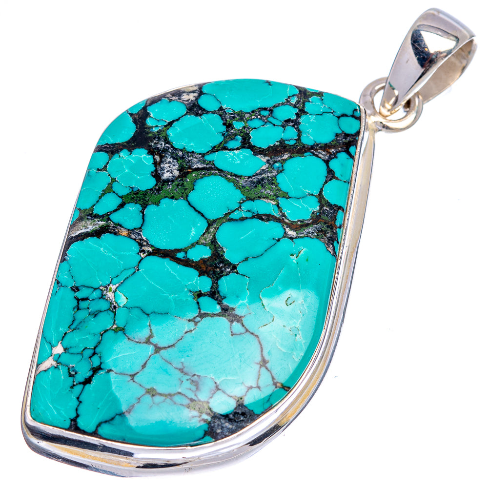 Premium Tibetan Turquoise Pendant 2 1/8" (.925 Sterling Silver)