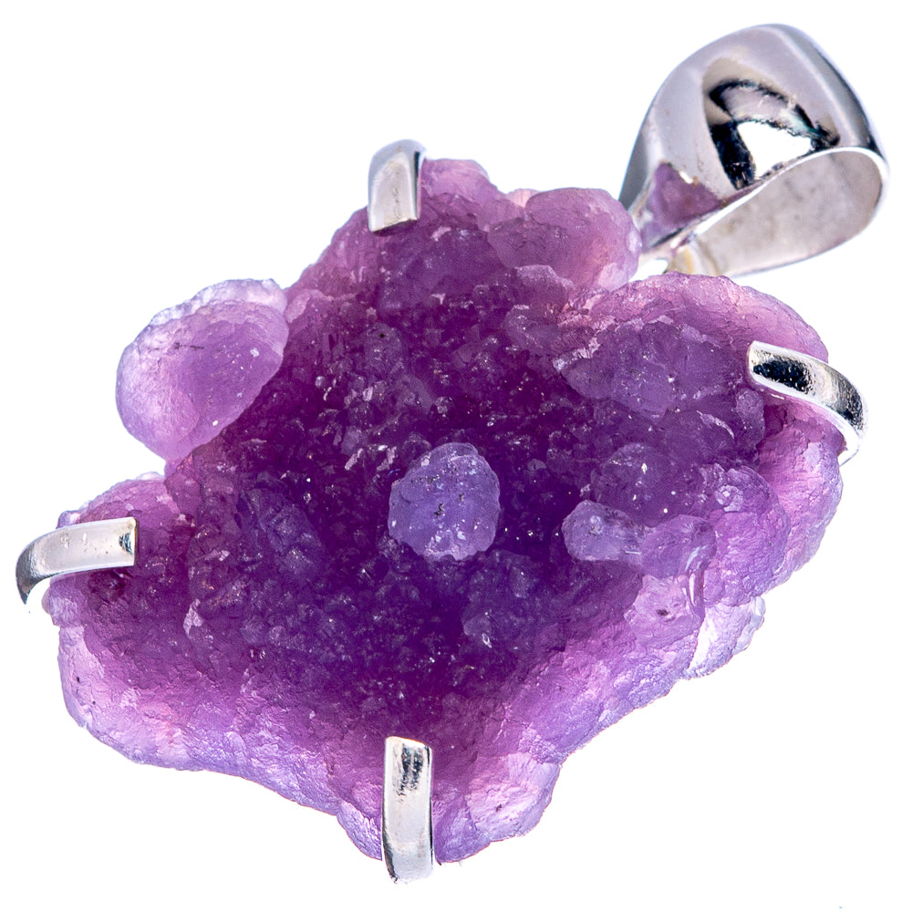 Purple grape chalcedony pendant, 925 sterling silver prongs and top loop bail