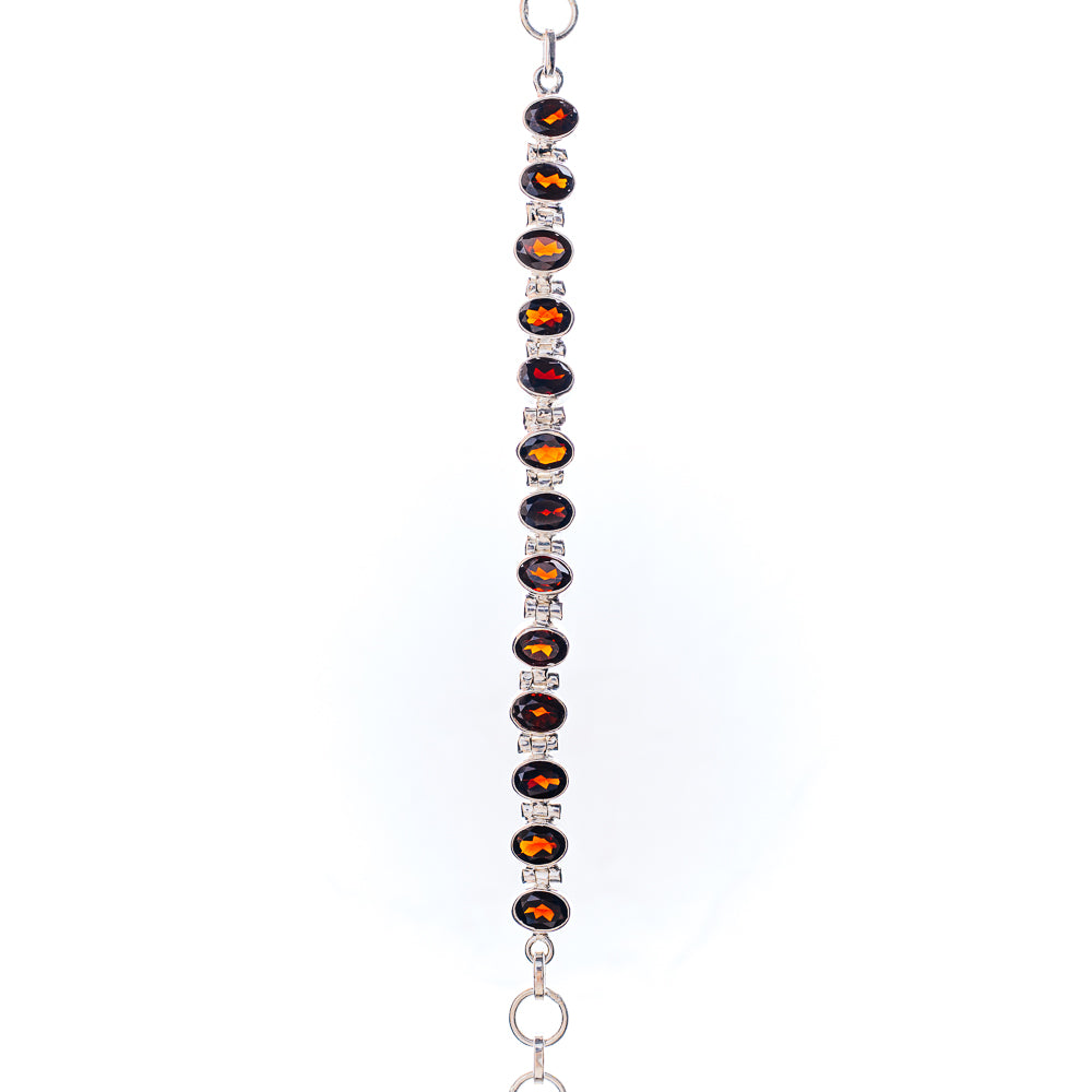 Garnet Bracelet 6 to 8" (.925 Sterling Silver)