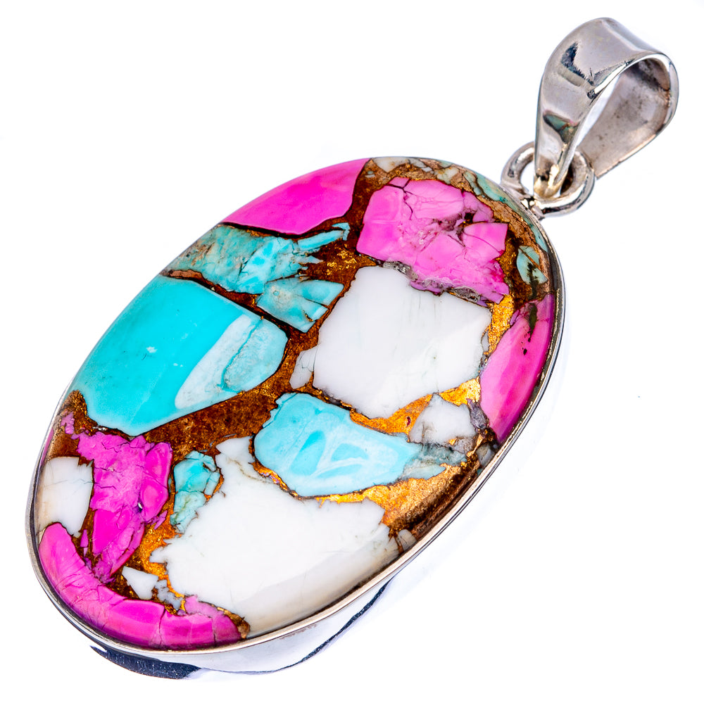 Premium Cotton Candy Dahlia Turquoise Pendant 1 3/4" (.925 Sterling Silver)