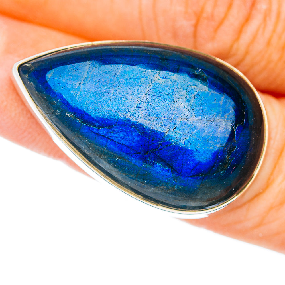 Premium Labradorite Ring Size 6 Adjustable (.925 Sterling Silver)