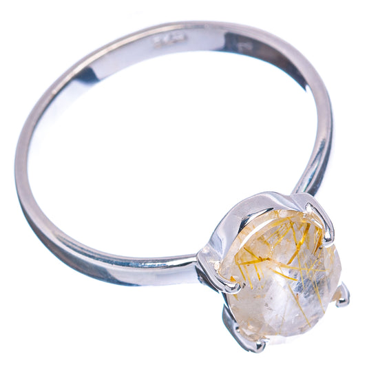 Rutilated quartz ring, oval clear rutilated stone set on .925 sterling silver band