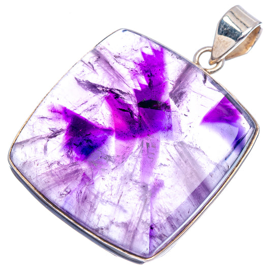 Amethyst pendant with light purple square stone and sterling silver bail