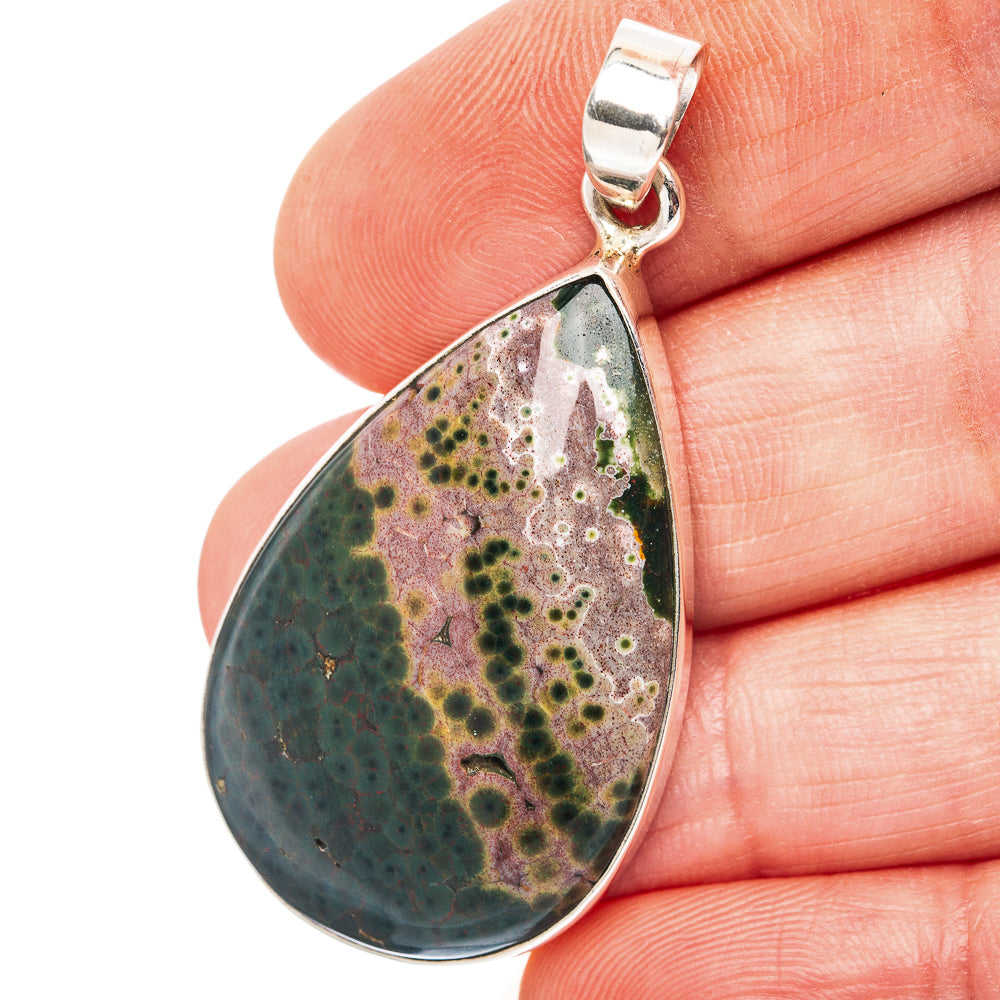 Ocean Jasper Pendant 1 3/4" (.925 Sterling Silver)