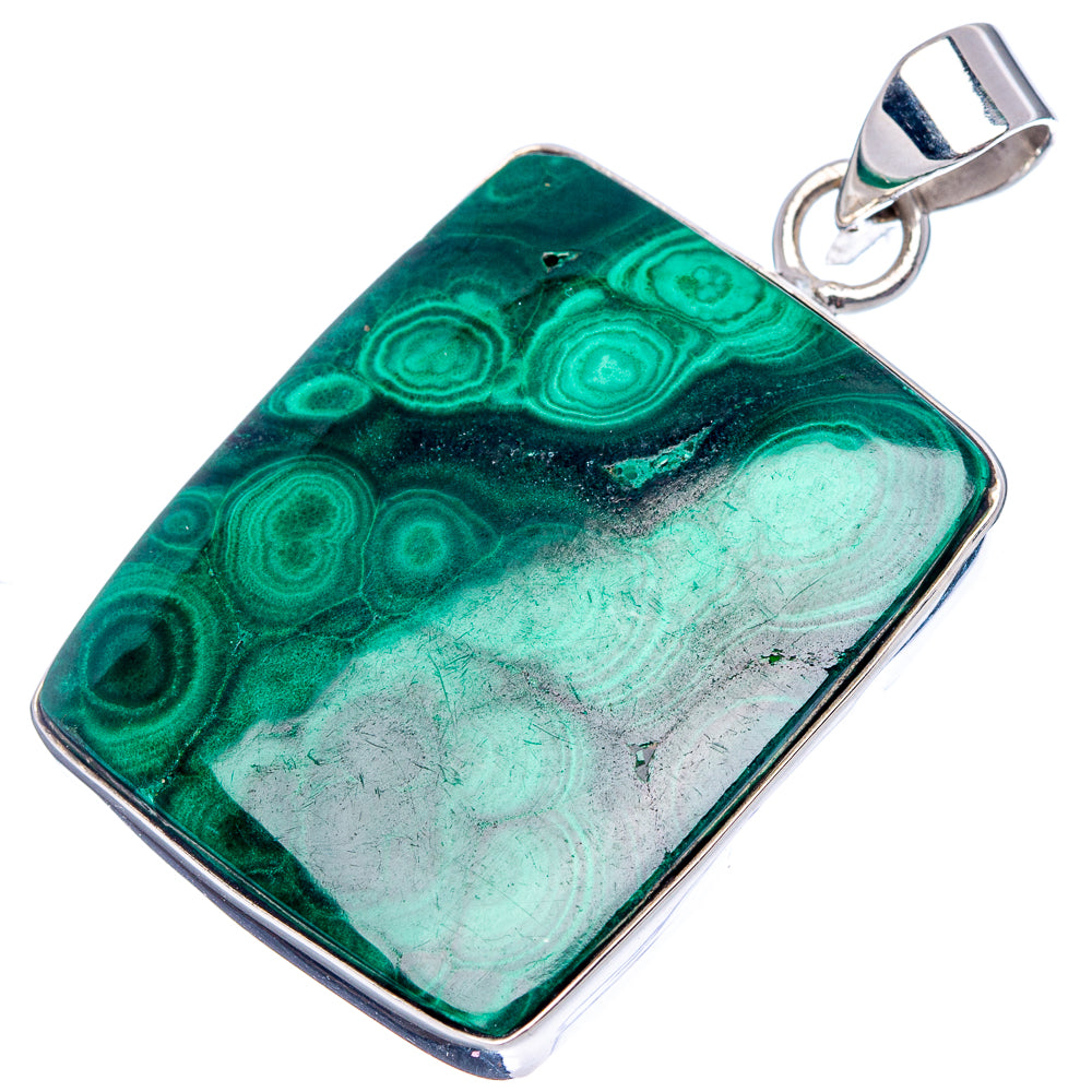 Premium Malachite Pendant 1 3/4" (.925 Sterling Silver)