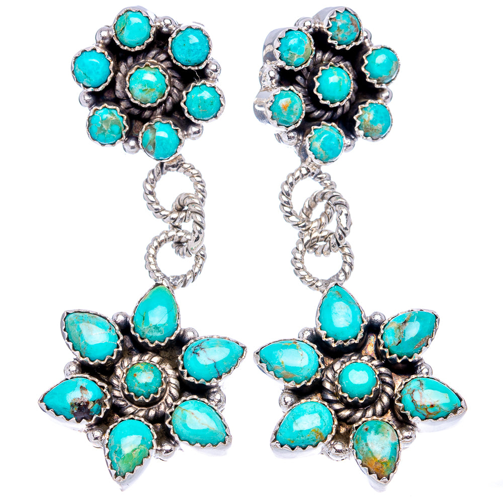 Premium Mohave Turquoise Earrings 2 3/8" (.925 Sterling Silver)