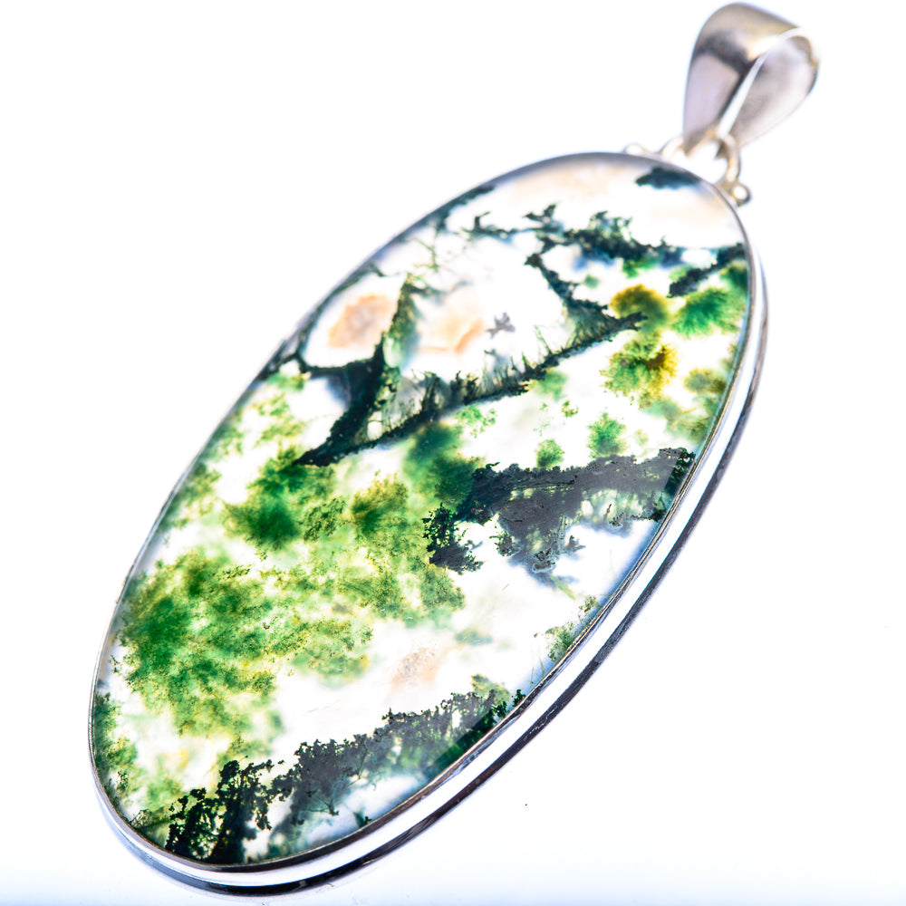 Green Moss Agate Pendant 2 1/4" (925 Sterling Silver) PD38454