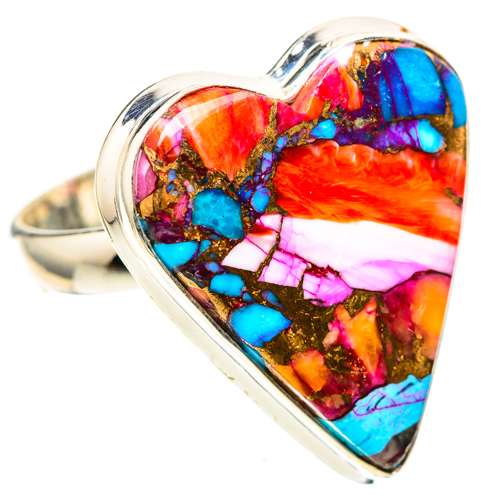 Large Kingman Pink Dahlia Turquoise Ring Size 10 (925 Sterling Silver) RING139285