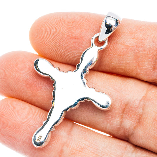 Southwestern Style Cotton Candy Turquoise Cross Pendant 1 3/4" (.925 Sterling Silver)