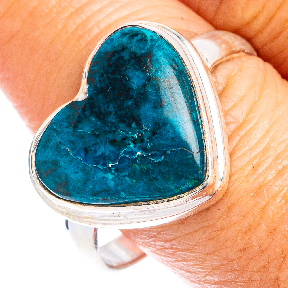 Shattuckite Heart Ring Size 11.25 (925 Sterling Silver) R8487