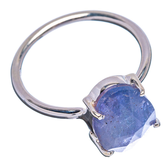 Faceted tanzanite ring in .925 sterling silver with faceted blue-purple gemstone, size 7