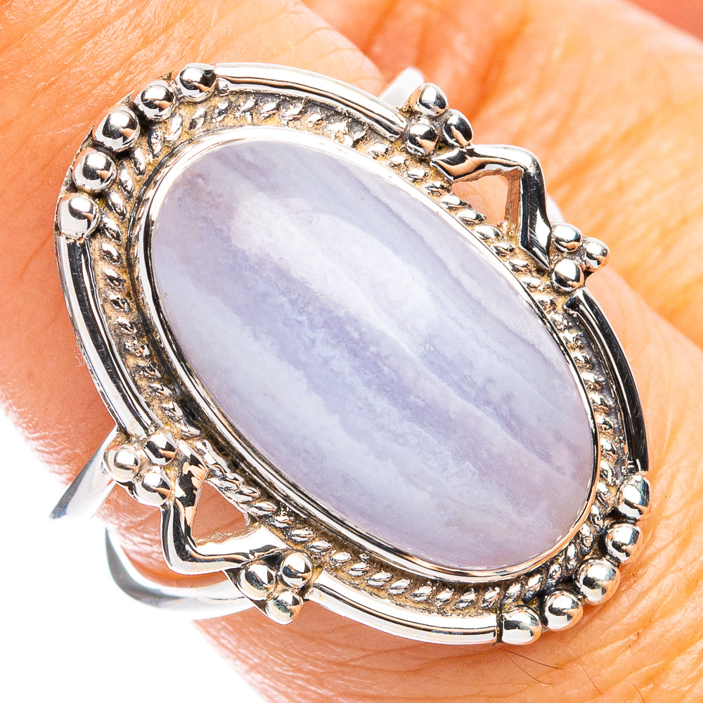 Premium Blue Lace Agate Ring Size 7 (925 Sterling Silver) R8169