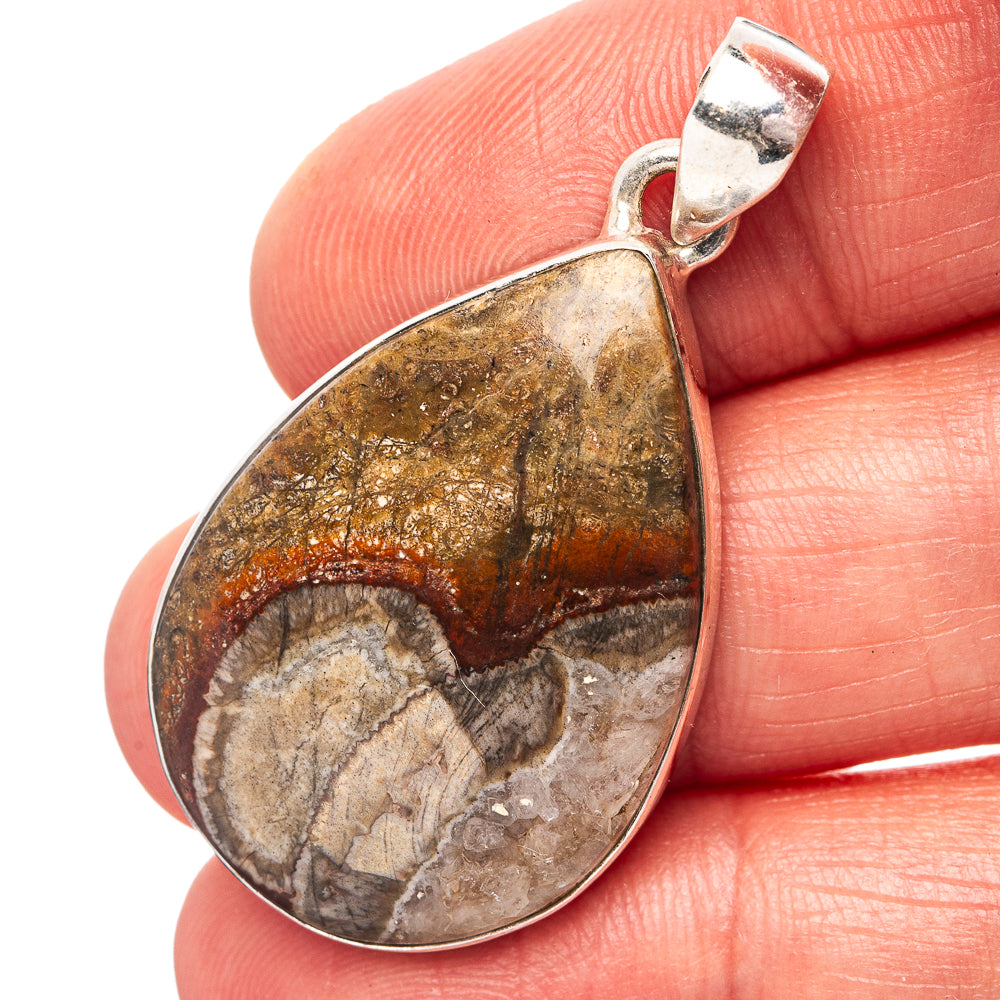 Mushroom Rhyolite Pendant 1 5/8" (.925 Sterling Silver)