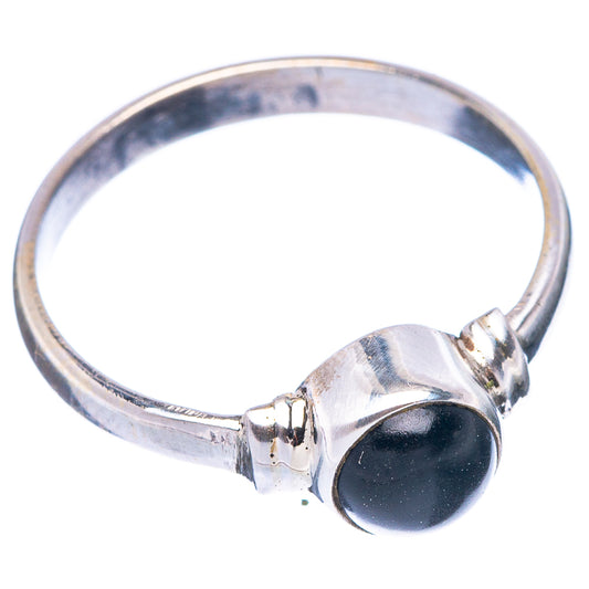 Black Onyx Dainty Ring Size 7 (925 Sterling Silver) R5737