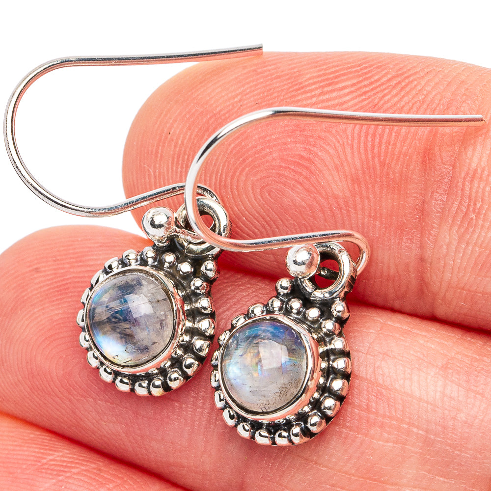 Rainbow Moonstone Earrings 1 1/8" (925 Sterling Silver) E3034