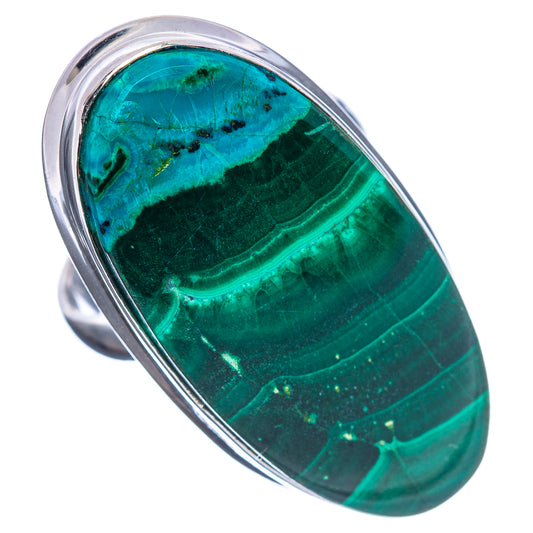 Polished sterling silver ring with large oval teal and green gemstone bezel
