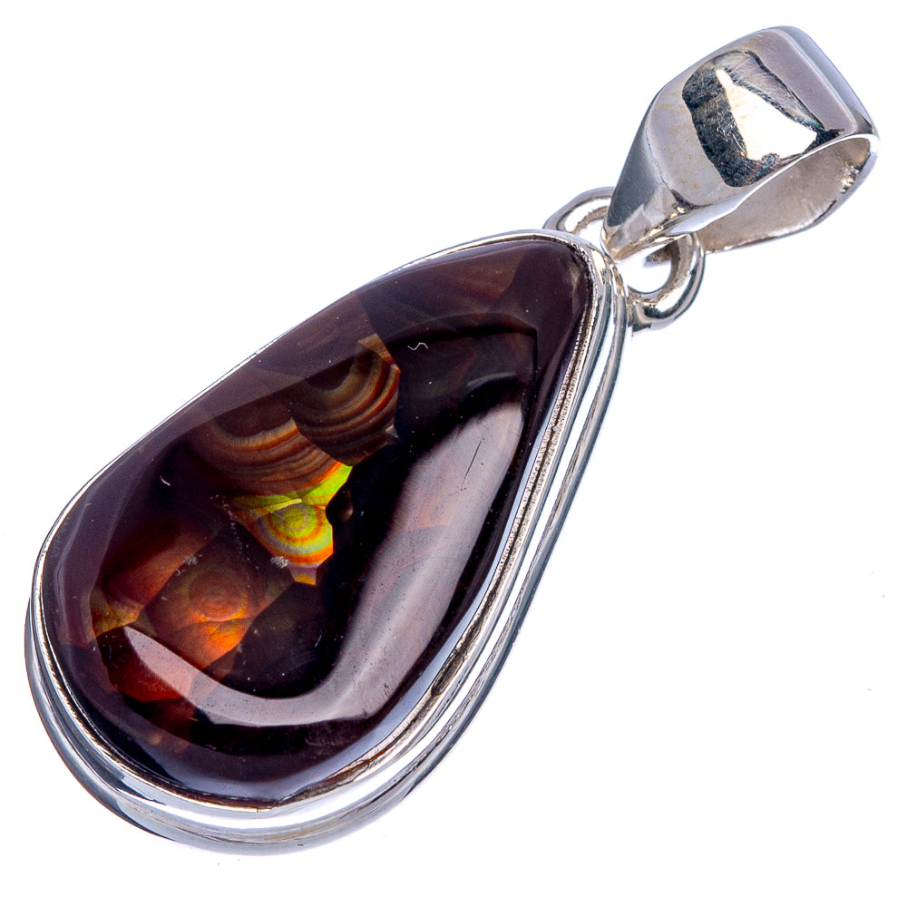 Rare Mexican Fire Agate Pendant 1 3/8" (925 Sterling Silver) P40372