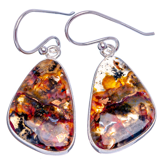 Seam agate earrings with teardrop marbled agate stones and .925 sterling silver hooks
