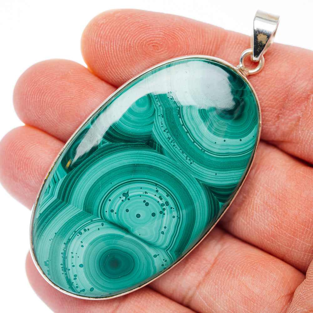 Premium Malachite Pendant 2 1/2" (.925 Sterling Silver)