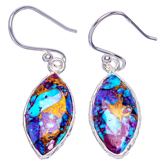 Spiny Oyster Turquoise Earrings 1 1/4" (925 Sterling Silver) E1908