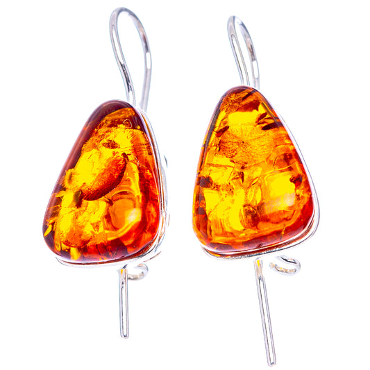 Amber teardrop earrings with .925 sterling silver hook backs