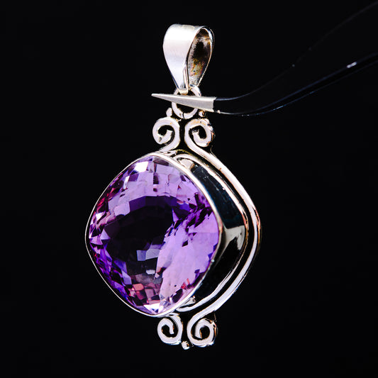 35.62ct Faceted Brazilian Amethyst Pendant 1 3/4" (.925 Sterling Silver)
