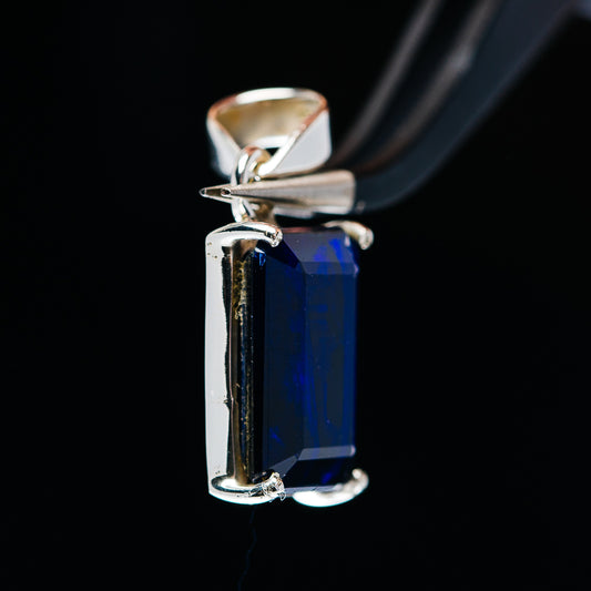 6.7ct Faceted Kyanite Pendant 1" (.925 Sterling Silver)
