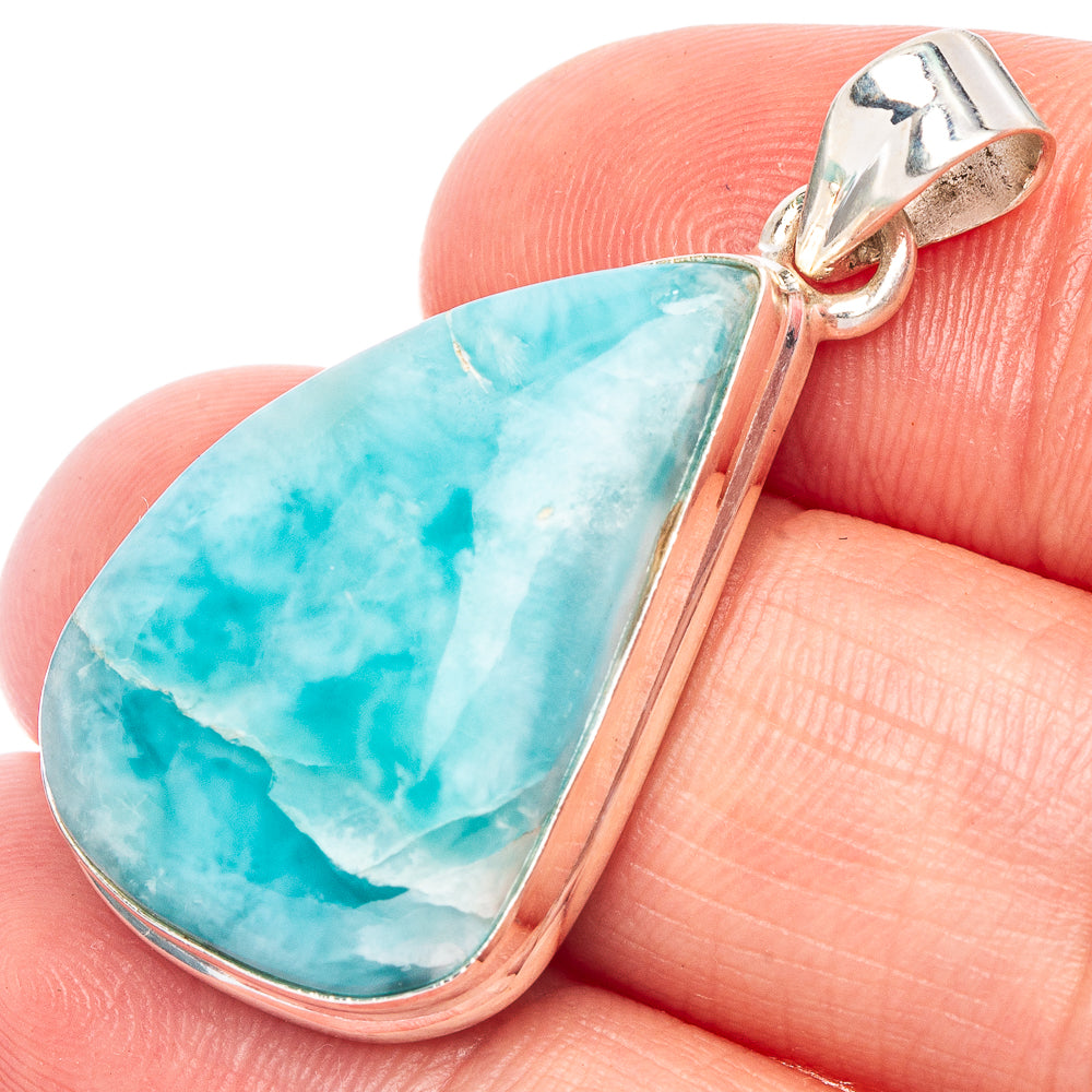 Rare Larimar Pendant 1 3/8" (925 Sterling Silver) P44889