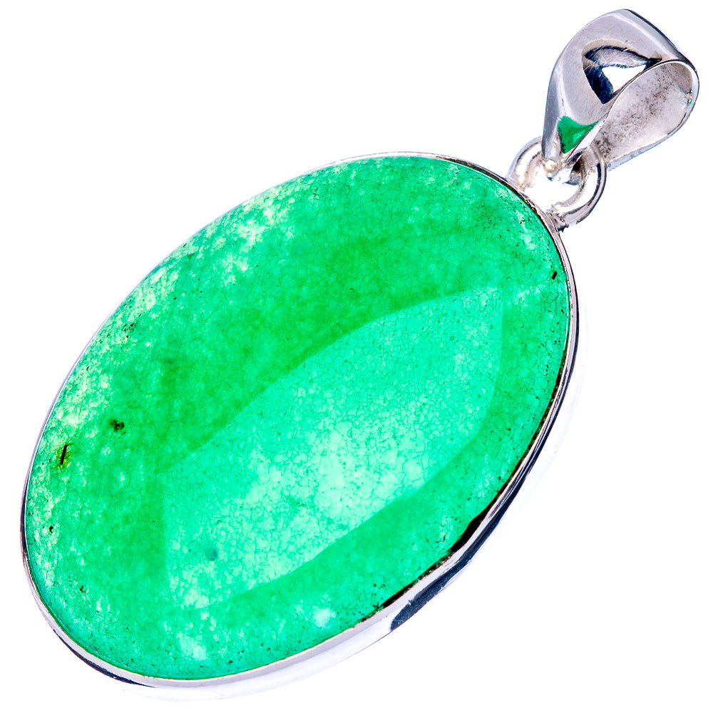 Green Chalcedony Pendant 1 5/8" (925 Sterling Silver) P42835