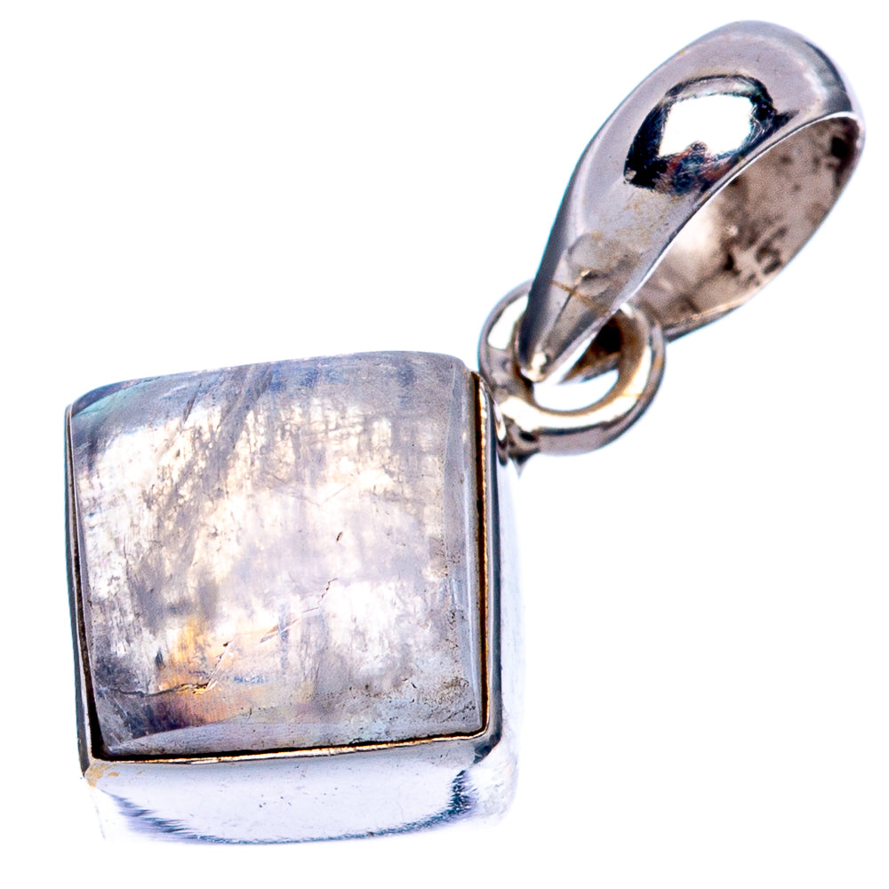 Rainbow Moonstone Dainty Pendant 3/4" (925 Sterling Silver) P43533