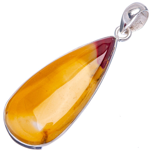 Mookaite gemstone pendant with oval teardrop yellow stone in .925 sterling silver frame