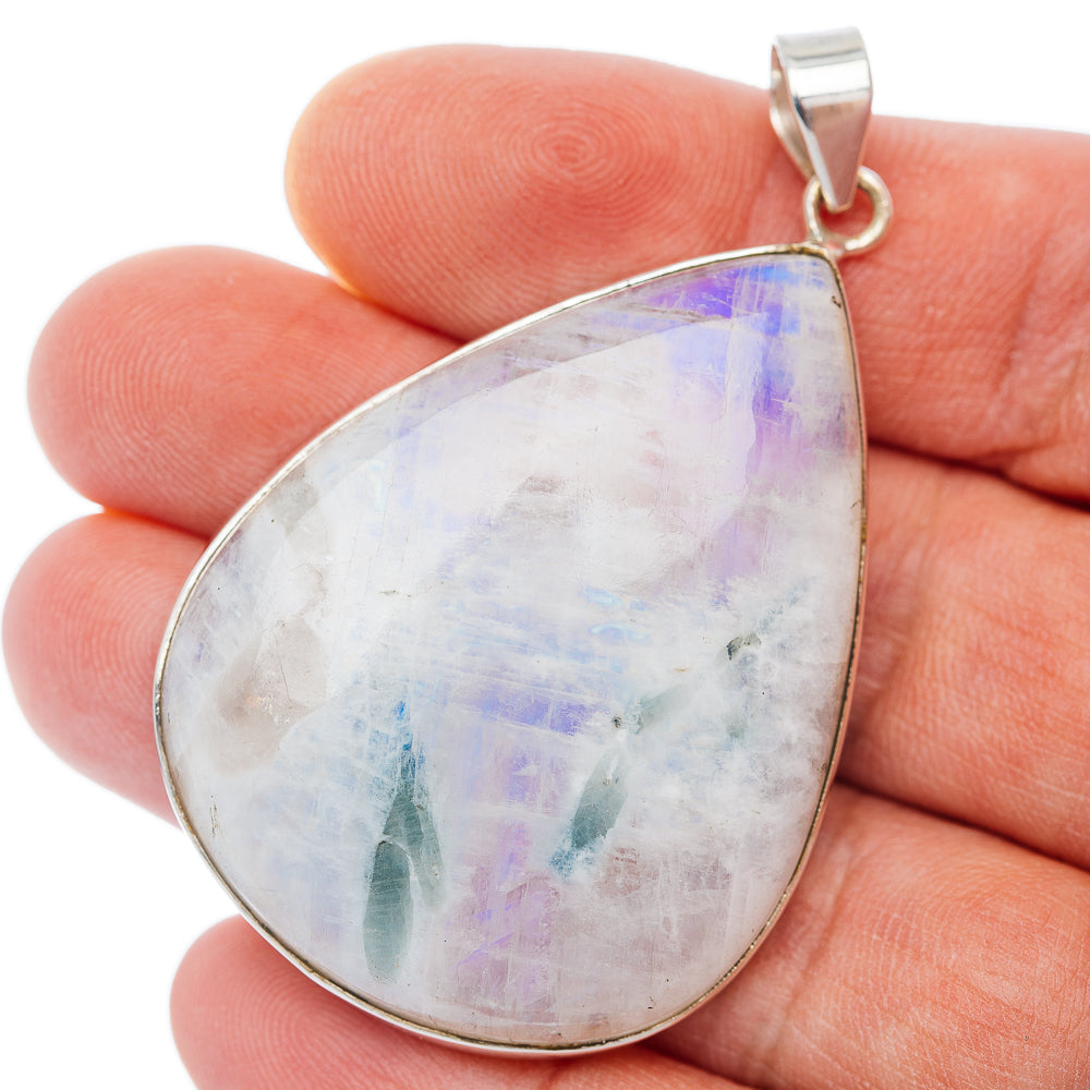 Premium Rainbow Moonstone Pendant 2 1/4" (.925 Sterling Silver)