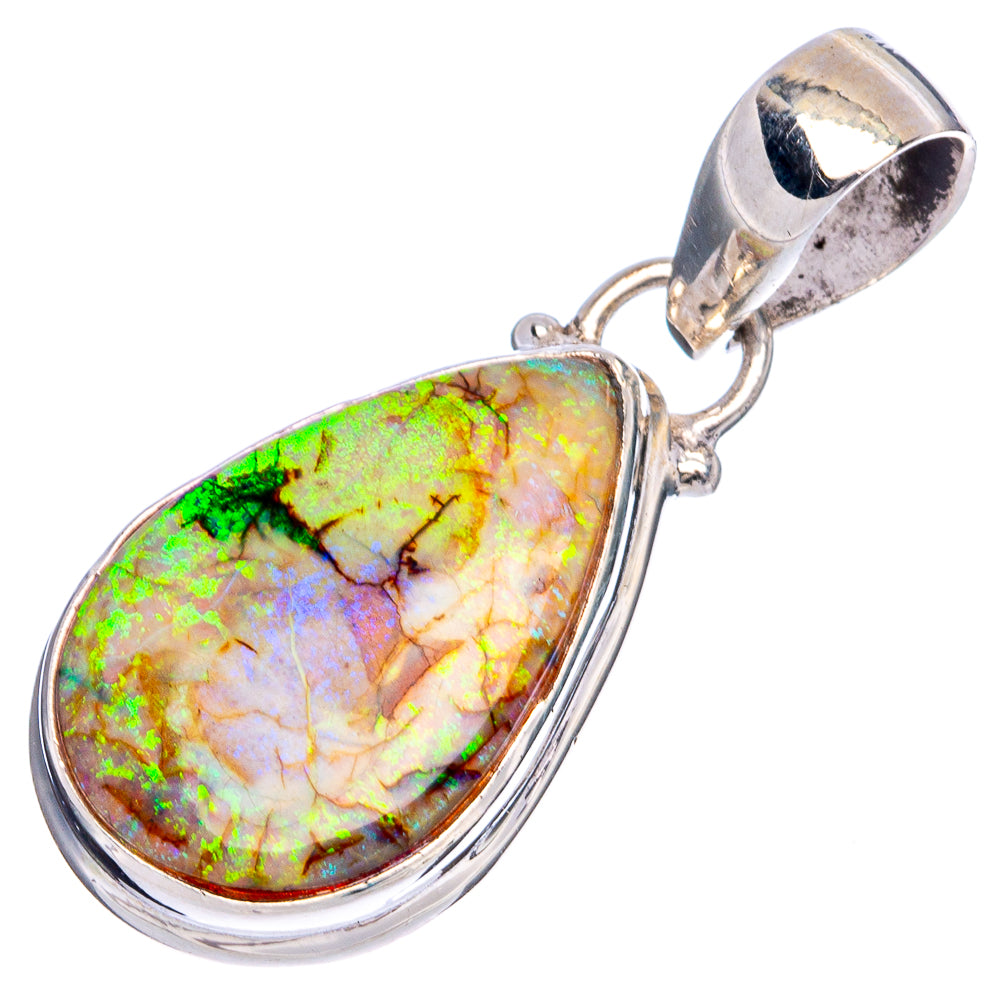 Sterling silver teardrop opal pendant with polished bezel and round bail