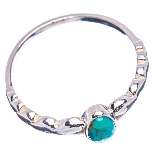 Sterling silver turquoise cabochon ring, textured band with small cutouts