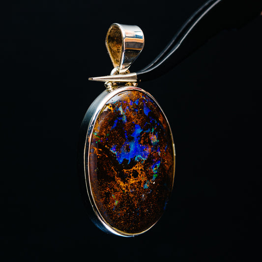 Premium Australian Boulder Opal Pendant 1 7/8" (.925 Sterling Silver)
