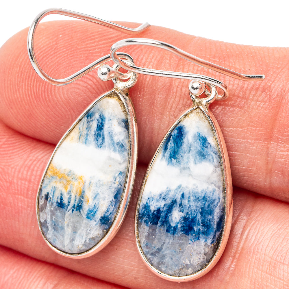 Blue Scheelite Earrings 1 1/2" (.925 Sterling Silver)