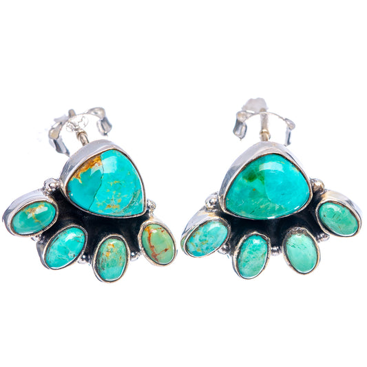 Turquoise teardrop cluster earrings with sterling silver ear wires