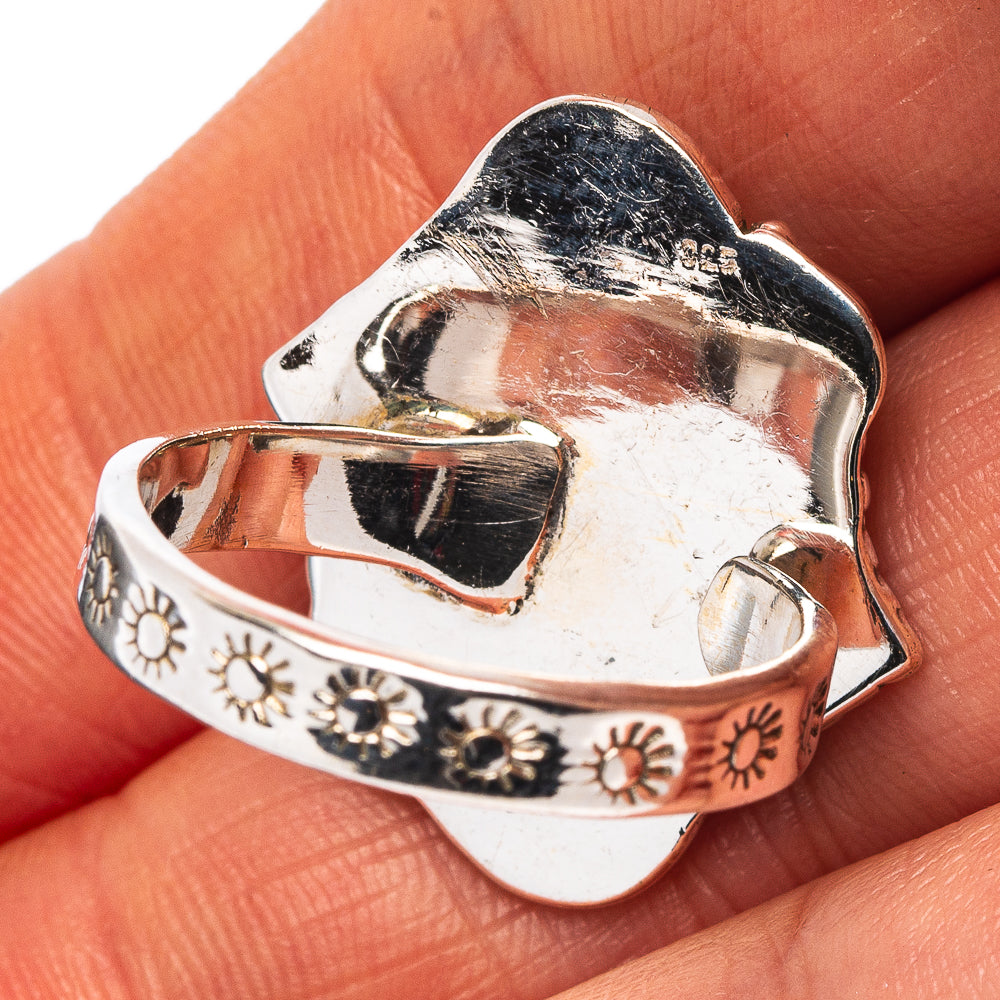 Exclusive Southwestern Style Hubei Turquoise Ring Size 9 Adjustable (.925 Sterling Silver)