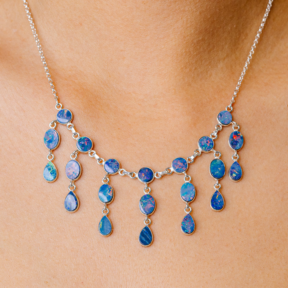 Doublet Opal Necklace 15.75 (925 Sterling Silver) NEC90209