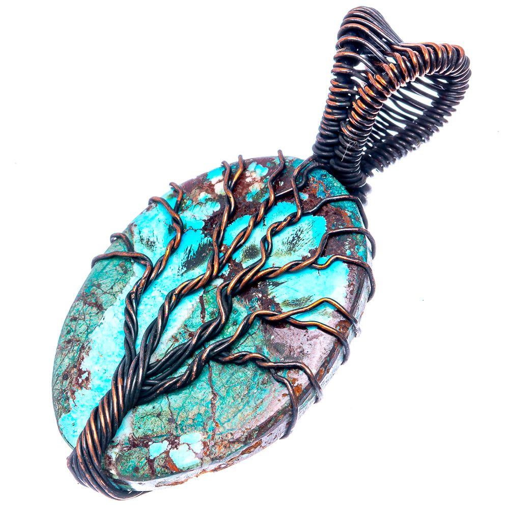 Turquoise Tree of Life Pendant 1 7/8" (Oxidized Copper)